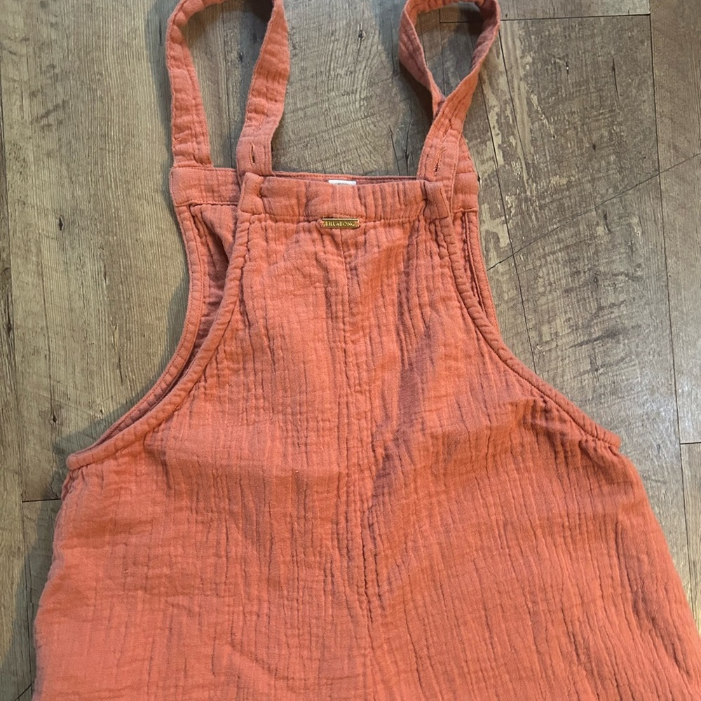 Billabong Gauze Overall Shorts Romper Coral Loose Fit Beachy Size Small - Picture 12 of 13